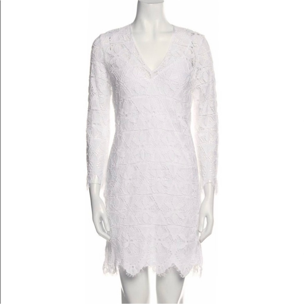 Frame White Long Sleeve Lace Cover Up Dress